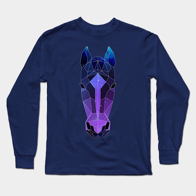 Galaxy Horse Geometric Animal Long Sleeve T-Shirt by Jay Diloy